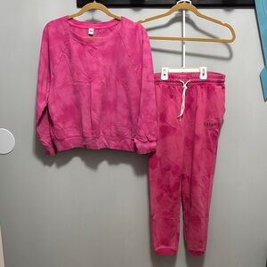 Hot Pink tie dye sweatsuit Set women’s size medium Old Navy